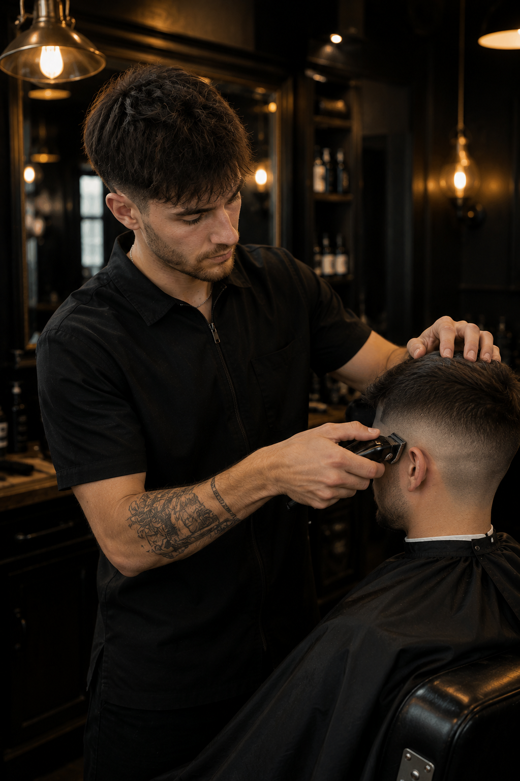 Solen Vael performing a skin fade