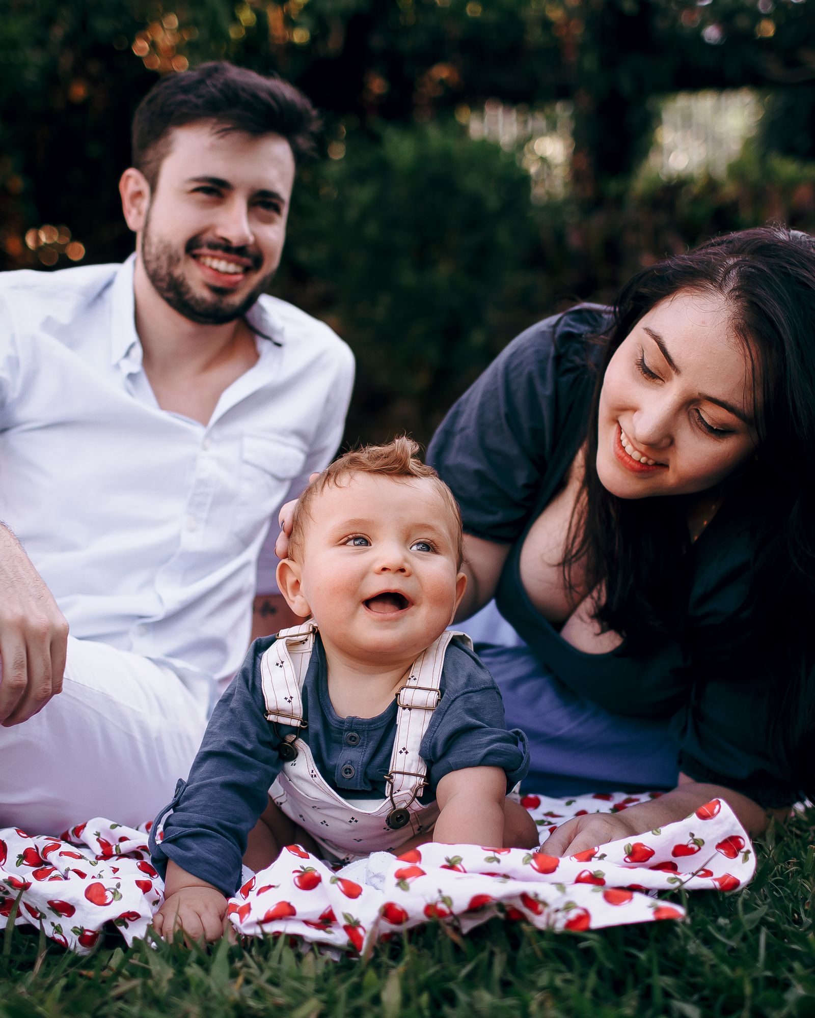 A family enjoying time together outside their home